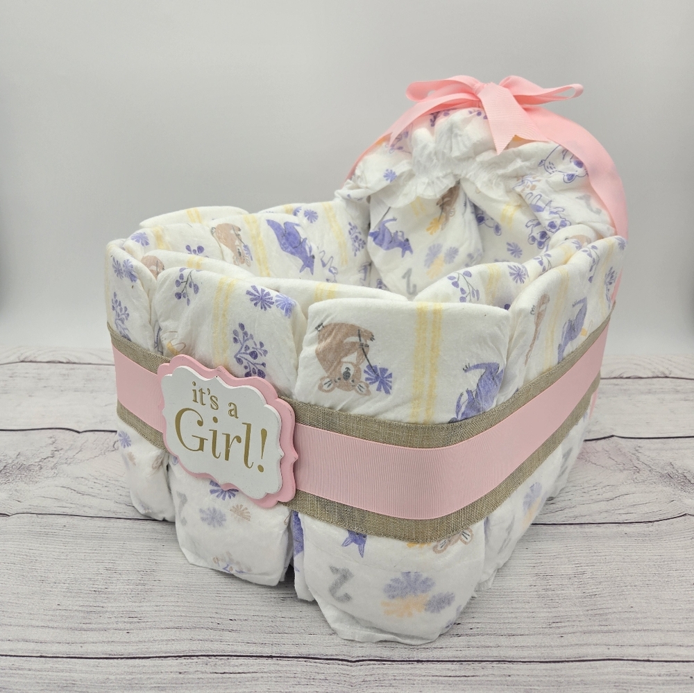 It's A Girl Bassinet Diaper Cake